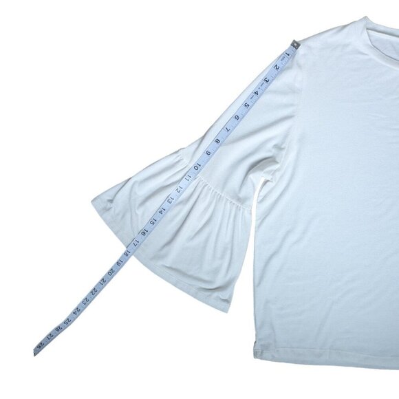 Streetwear Society Soft Stretchy White Long  Sleeve Top, Flared Sleeves Women S - Picture 9 of 9